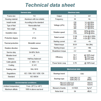 Silnik elektryczny 3kW 900 obr/min. 112 B14
